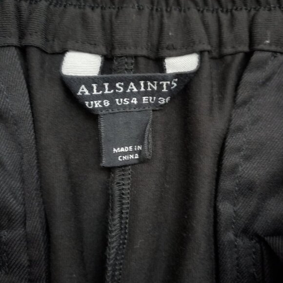 AllSaints Black Women's Tapered Pants - Elastic Waist, Size 4 (US) - Picture 7 of 13